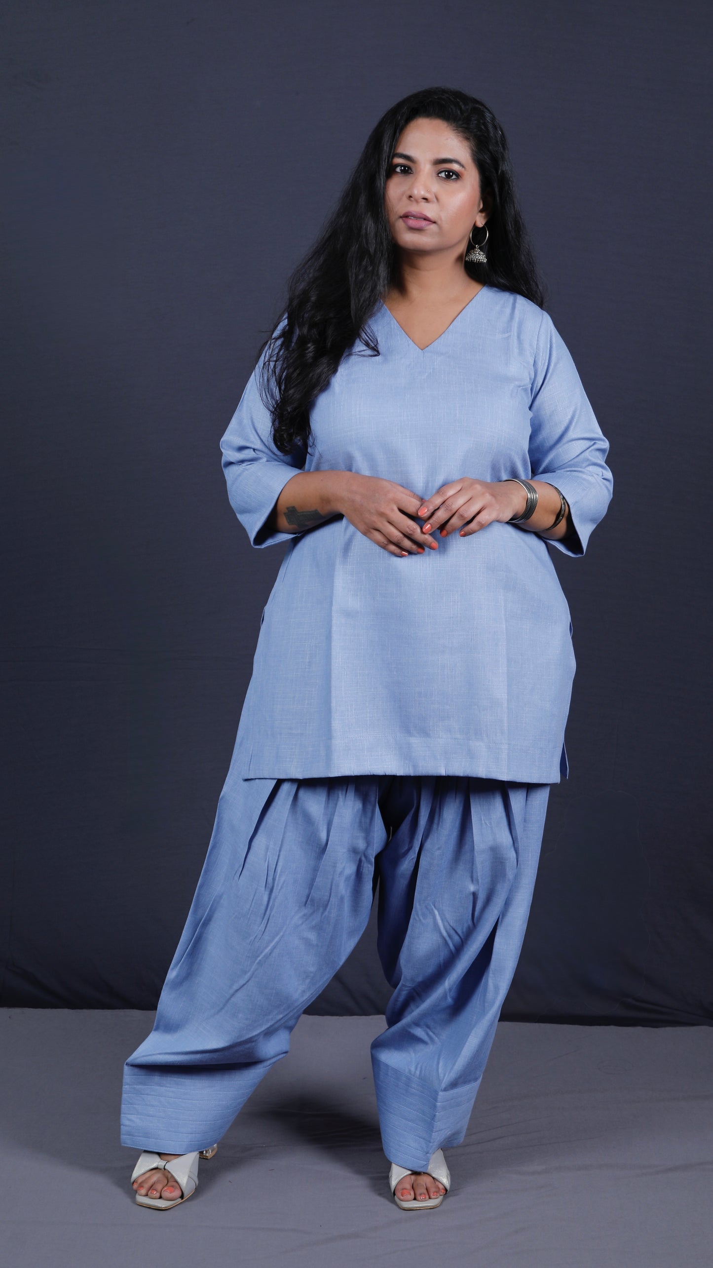 Rose - Farshi Shalwar set - Soft cotton - Blue