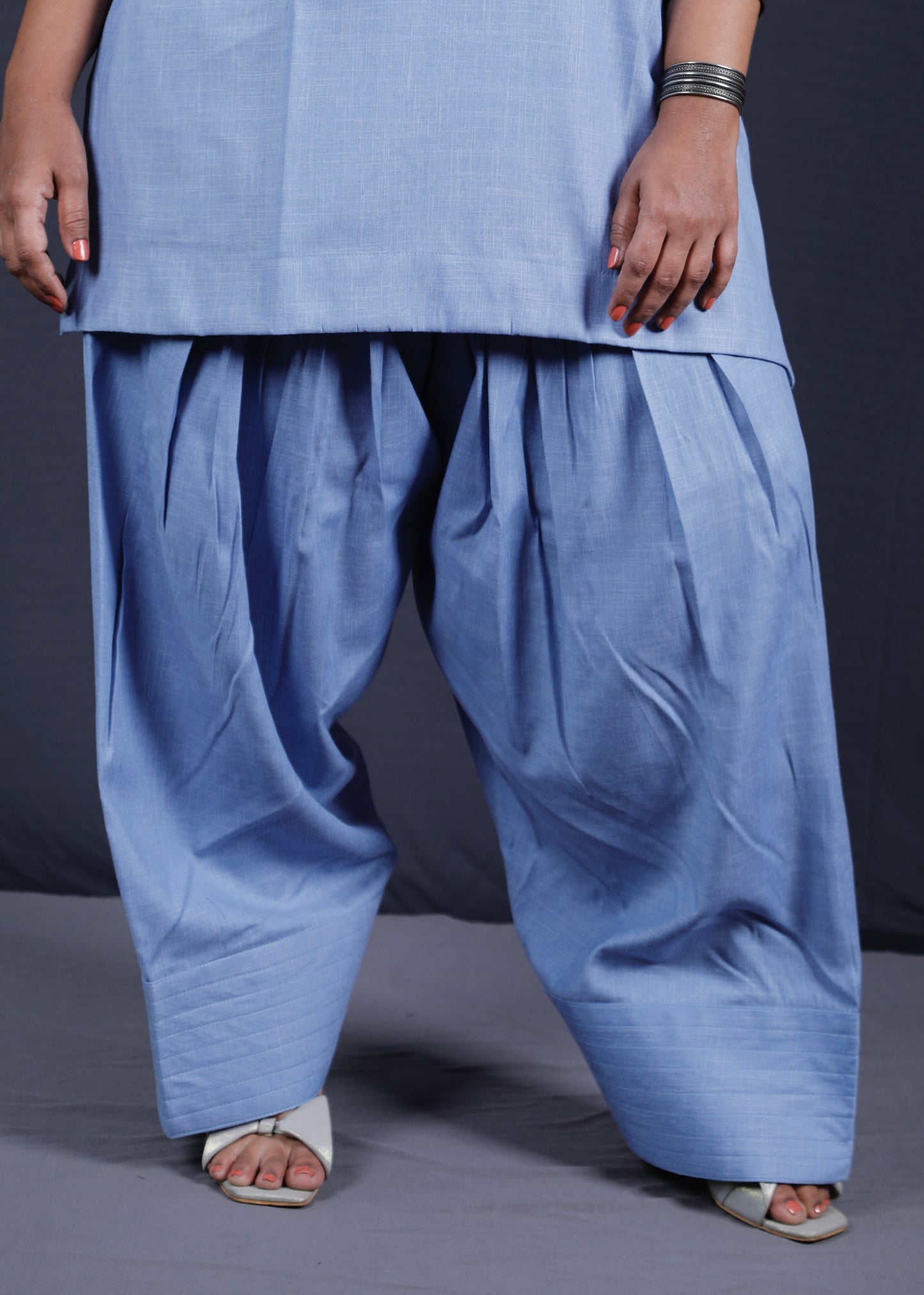 Rose - Farshi Shalwar set - Soft cotton - Blue