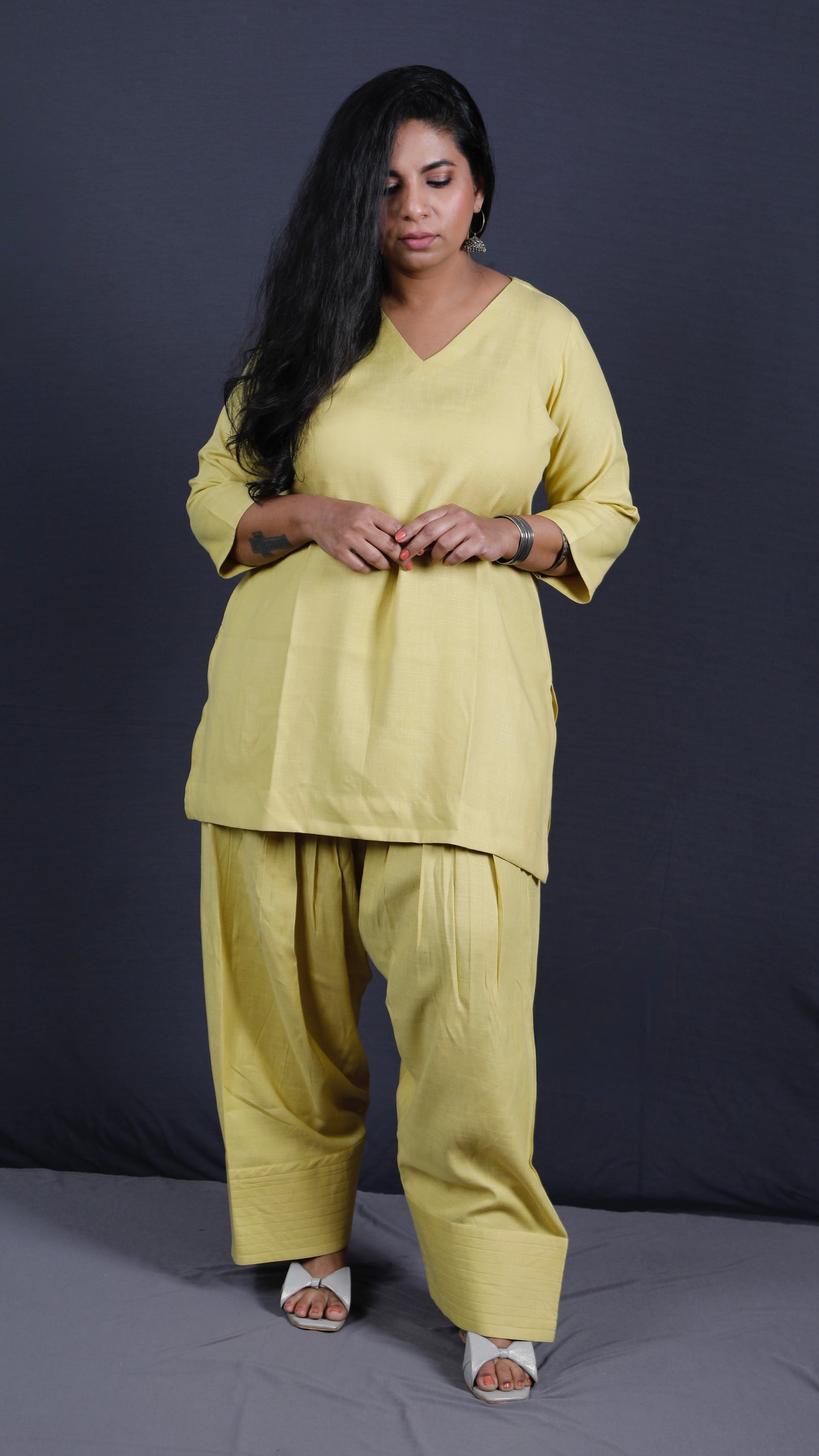 Rose - Farshi Shalwar set - Soft cotton - YELLOW