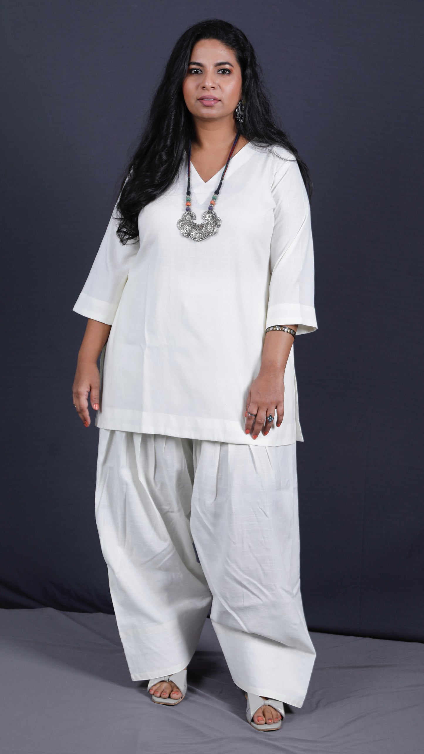 Rose - Farshi Shalwar set - Soft cotton - OFF WHITE