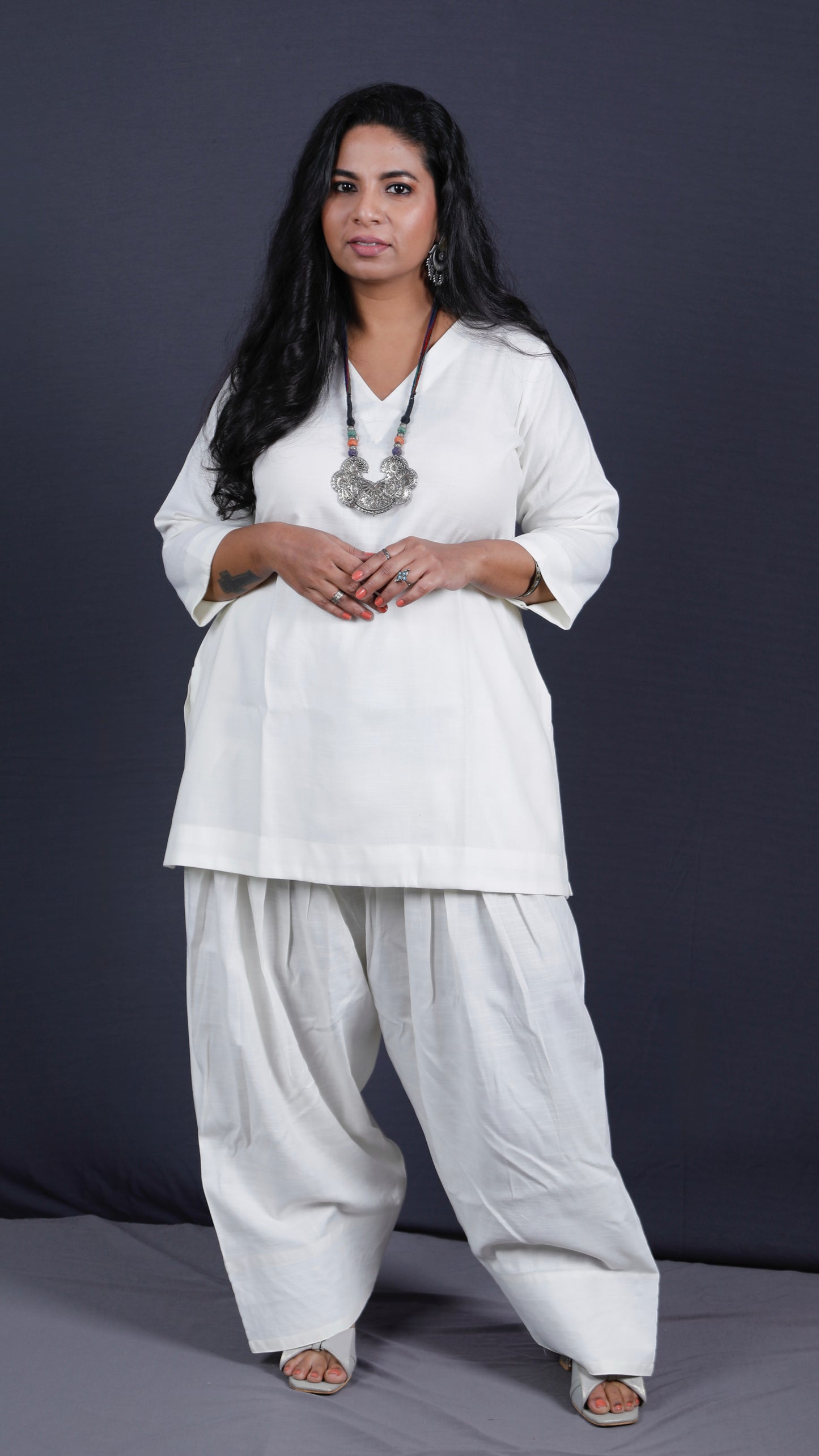 Rose - Farshi Shalwar set - Soft cotton - OFF WHITE