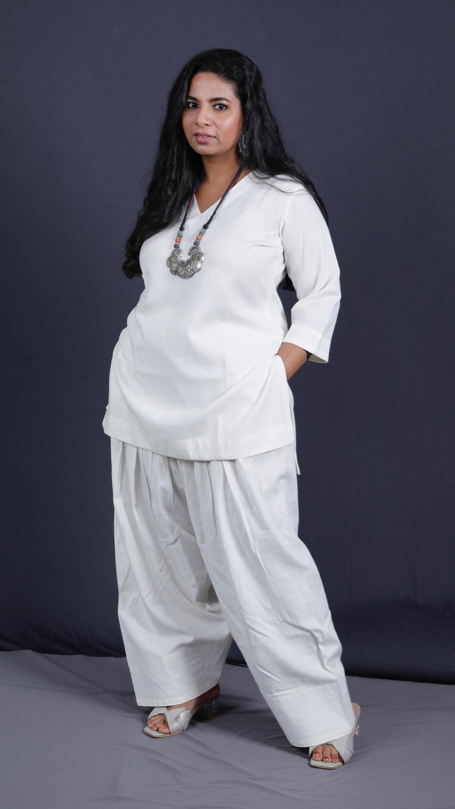 Rose - Farshi Shalwar set - Soft cotton - OFF WHITE