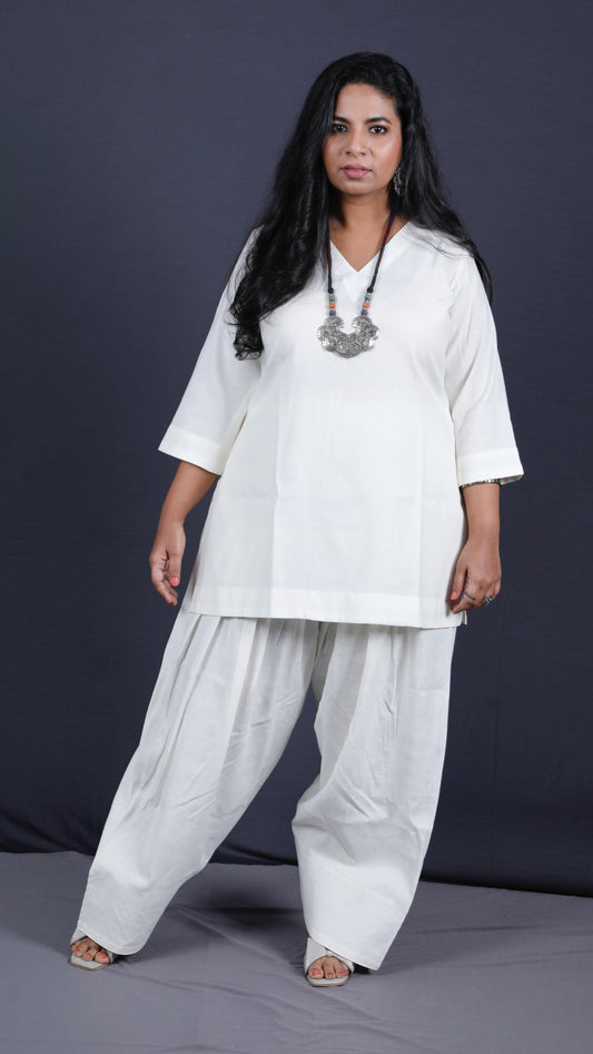 Rose - Farshi Shalwar set - Soft cotton - OFF WHITE