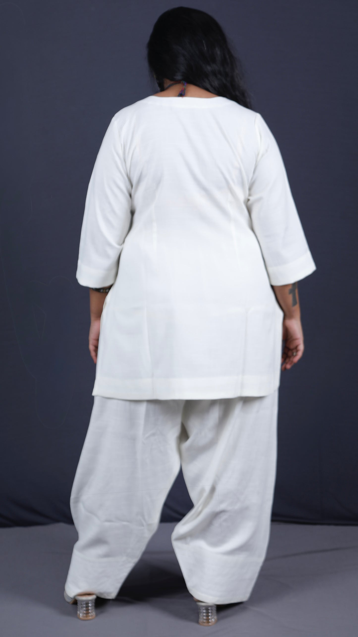 Rose - Farshi Shalwar set - Soft cotton - OFF WHITE