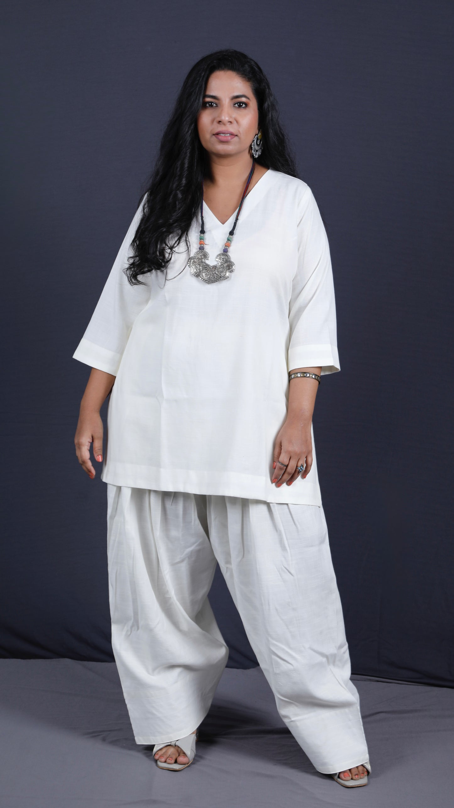Rose - Farshi Shalwar set - Soft cotton - OFF WHITE