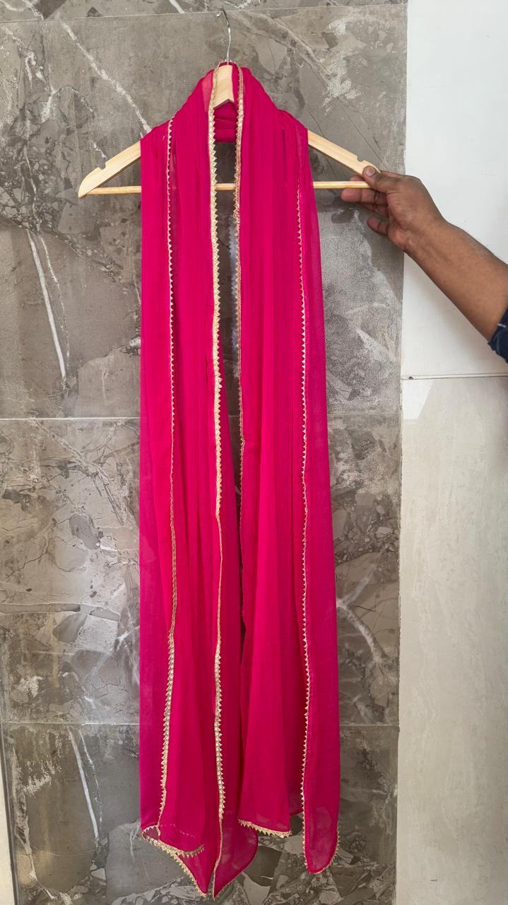 Muskaan - Anarkali Kurta - Pink - Cotton Boota + Pant  + Chiffon dupatta optional