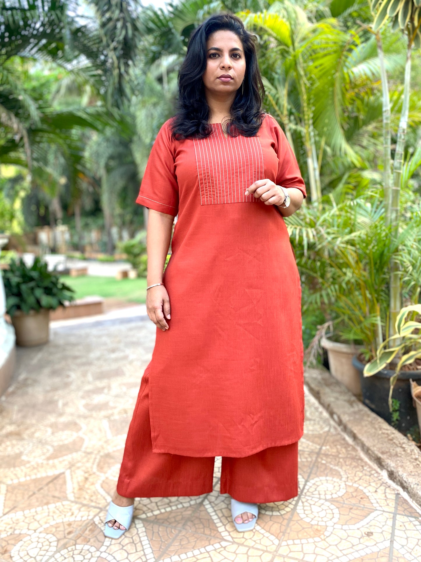 NAINA - ONLY KURTA - RUST ( Thread work )