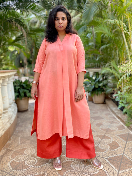 KALA - Pashmina Cotton - KURTA AND PANT SET - ORANGE