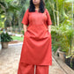 NAINA - Kurta and Pant Set - RUST ( Thread work )