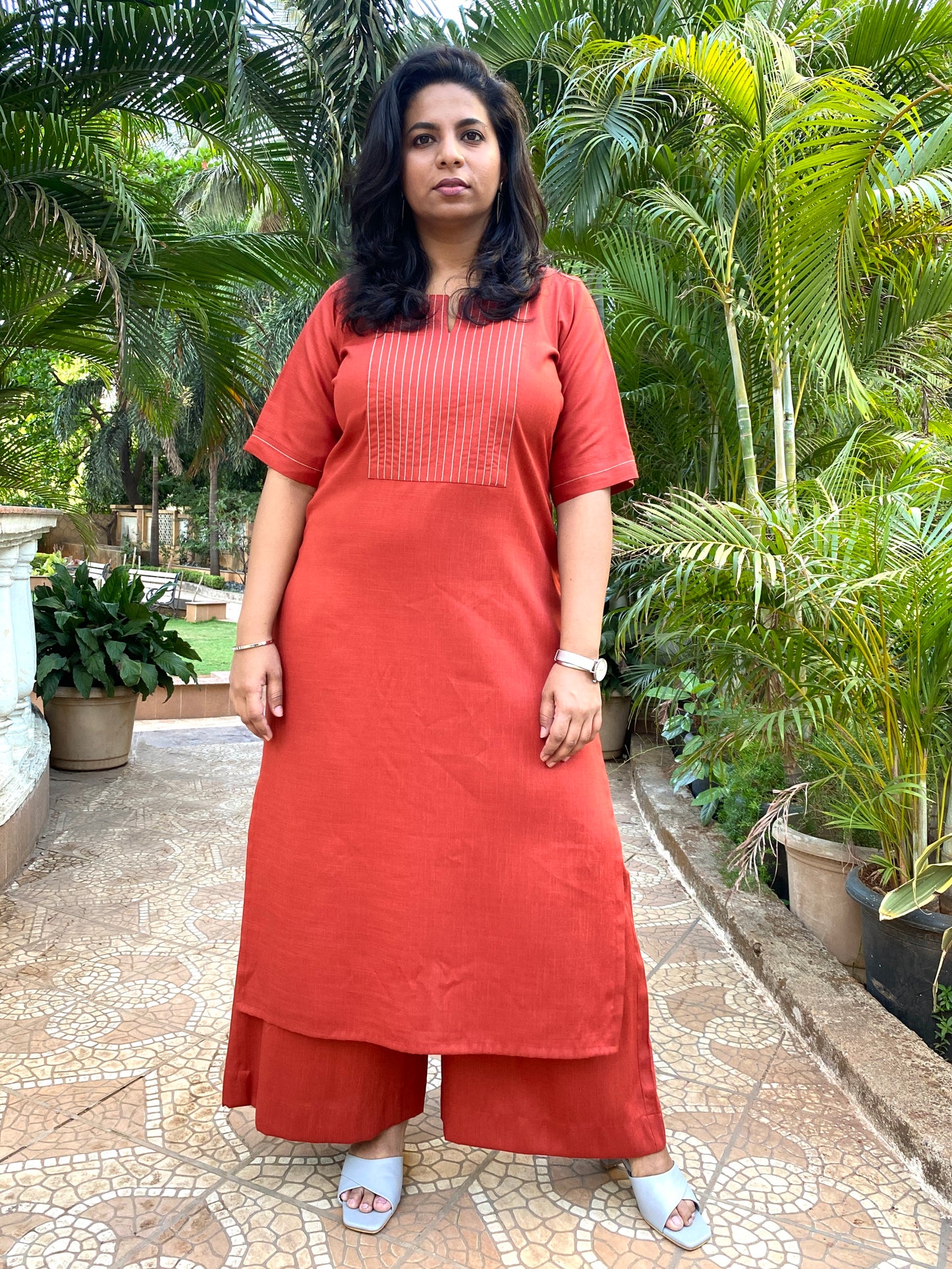 NAINA - ONLY KURTA - RUST ( Thread work )