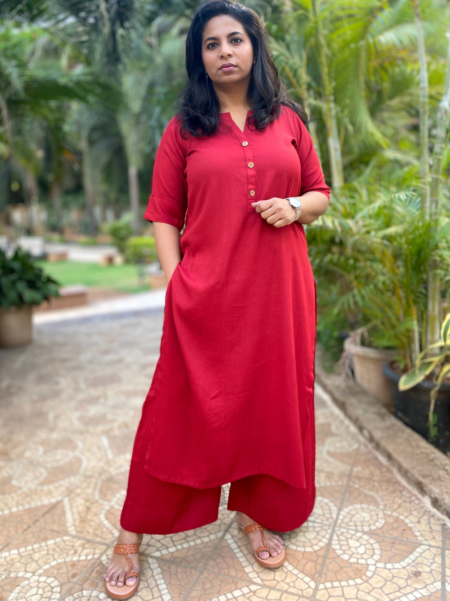 AMMU - KURTA AND PANT SET - Maroon