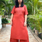 NAINA - Kurta and Pant Set - RUST ( Thread work )