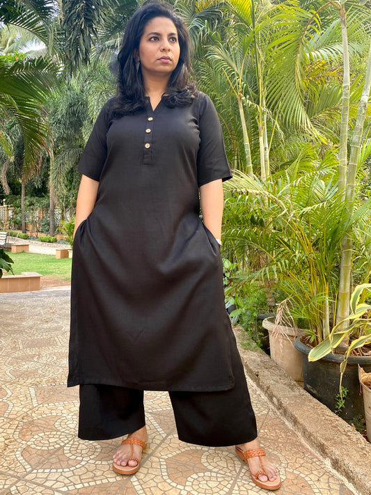 AMMU - KURTA AND PANT SET - BLACK