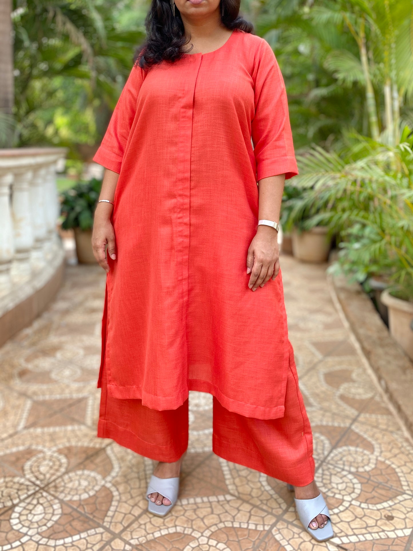 NITARA - Pashmina Cotton - ORANGE - KURTA AND PANT SET