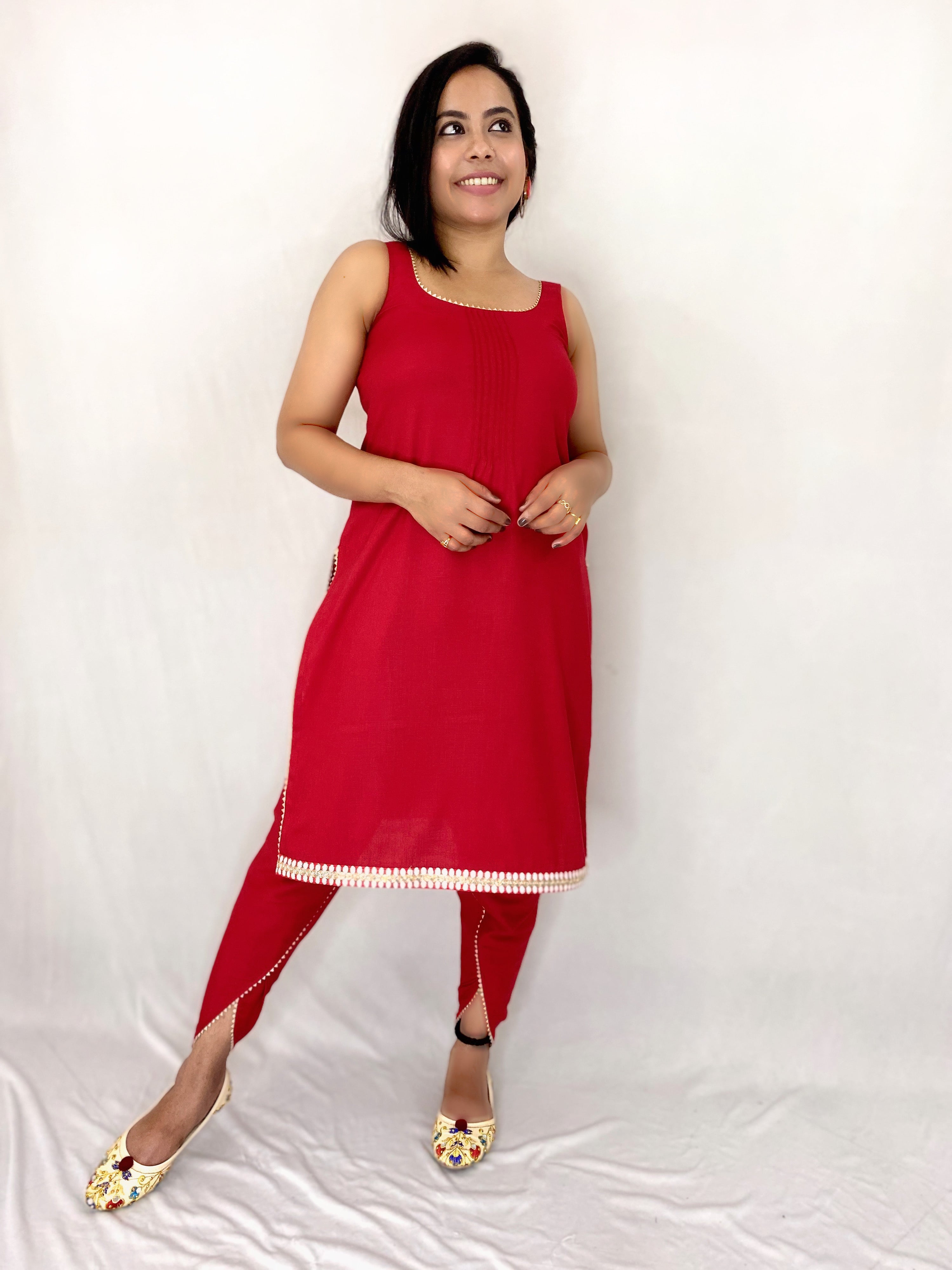 Buy Aarika Sleeveless Abstract Geometric Designed Kurta Leggings Set Red  Black for Girls (10-11Years) Online in India, Shop at FirstCry.com -  15401465