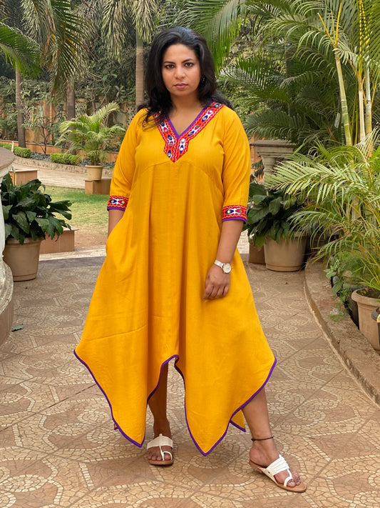BARKHA - YELLOW MIRROR KURTA - DRESS