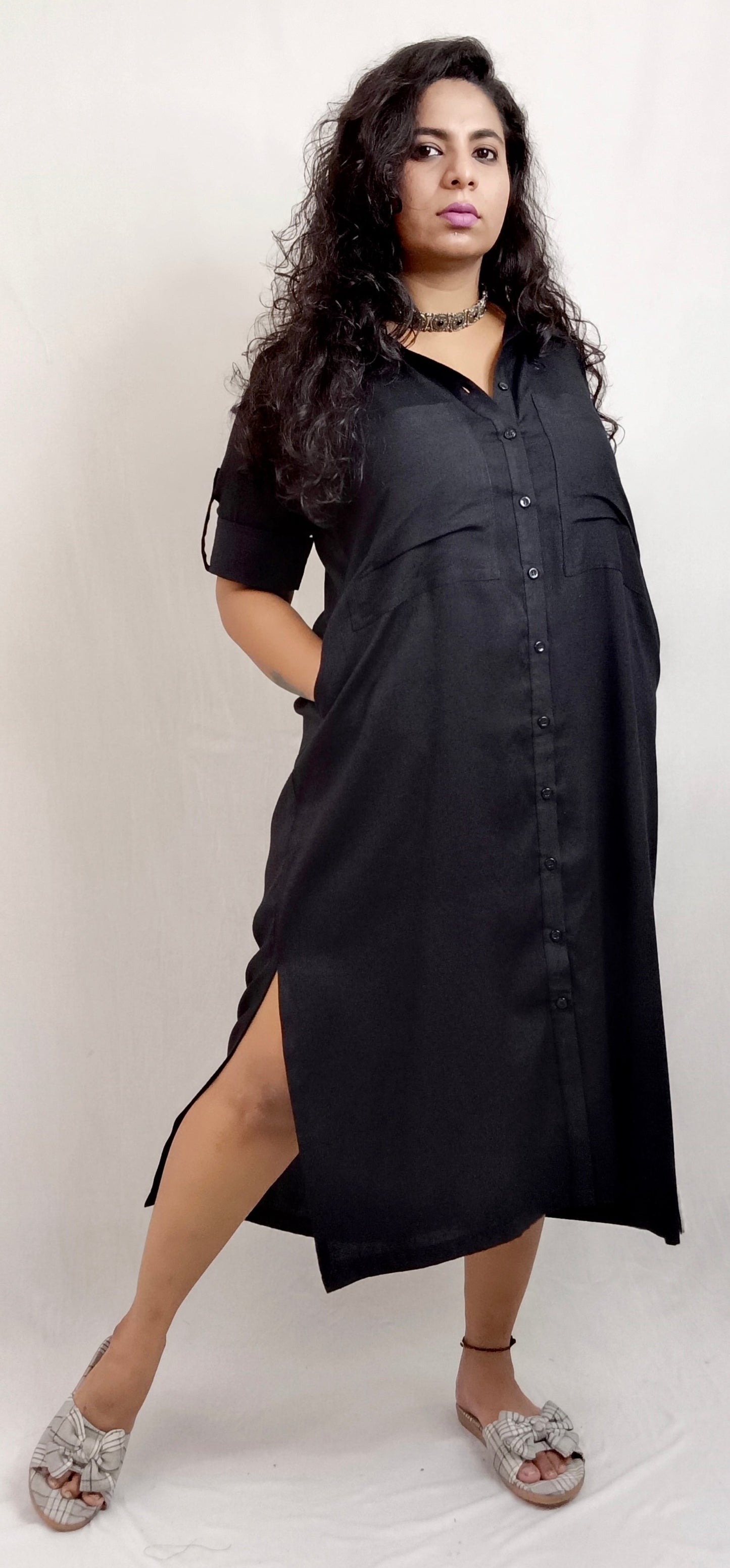 ANYA -  SHIRT DRESS -  BLACK