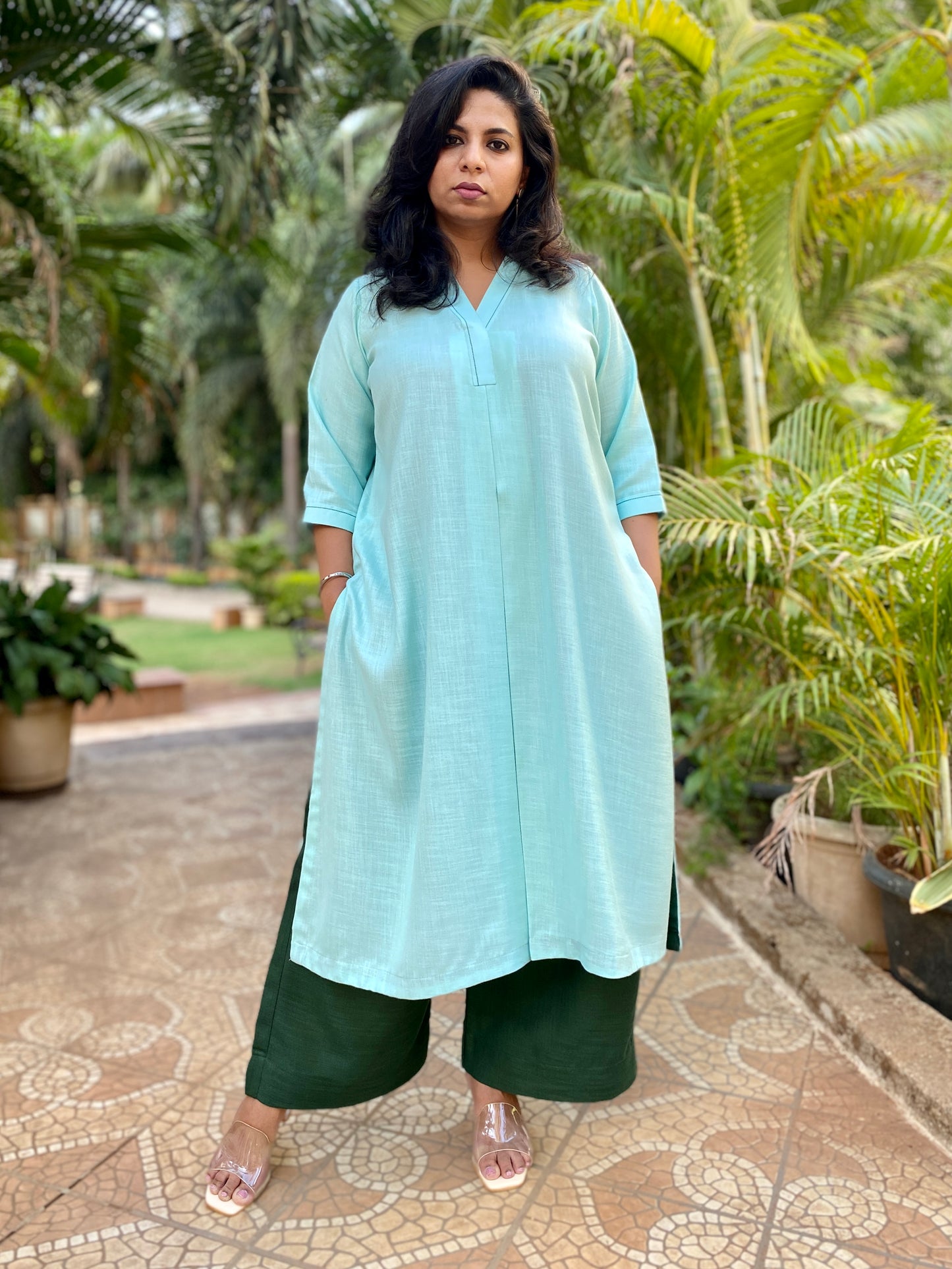 KALA - Pashmina Cotton - KURTA AND PANT SET - GREEN