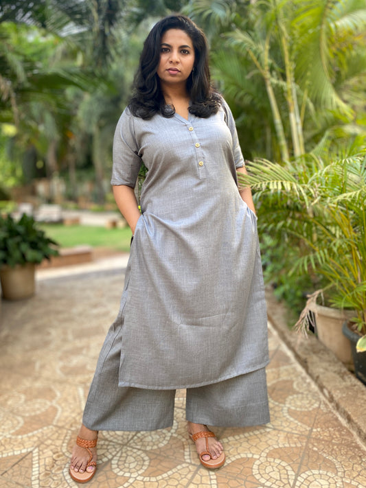 AMMU - KURTA AND PANT SET- GREY