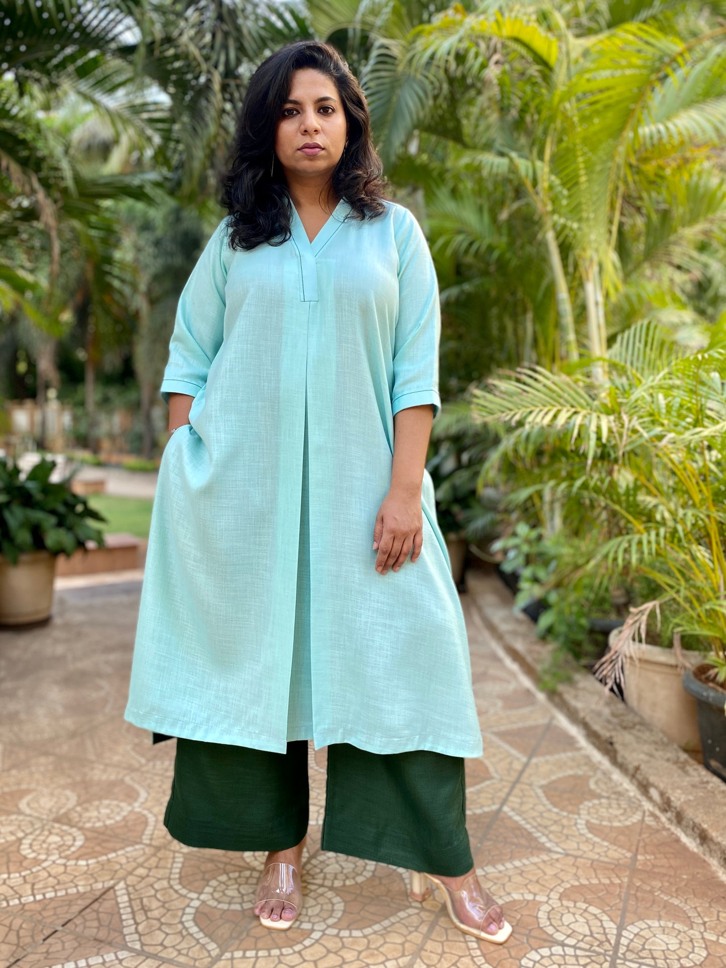 KALA - Pashmina Cotton - KURTA AND PANT SET - GREEN