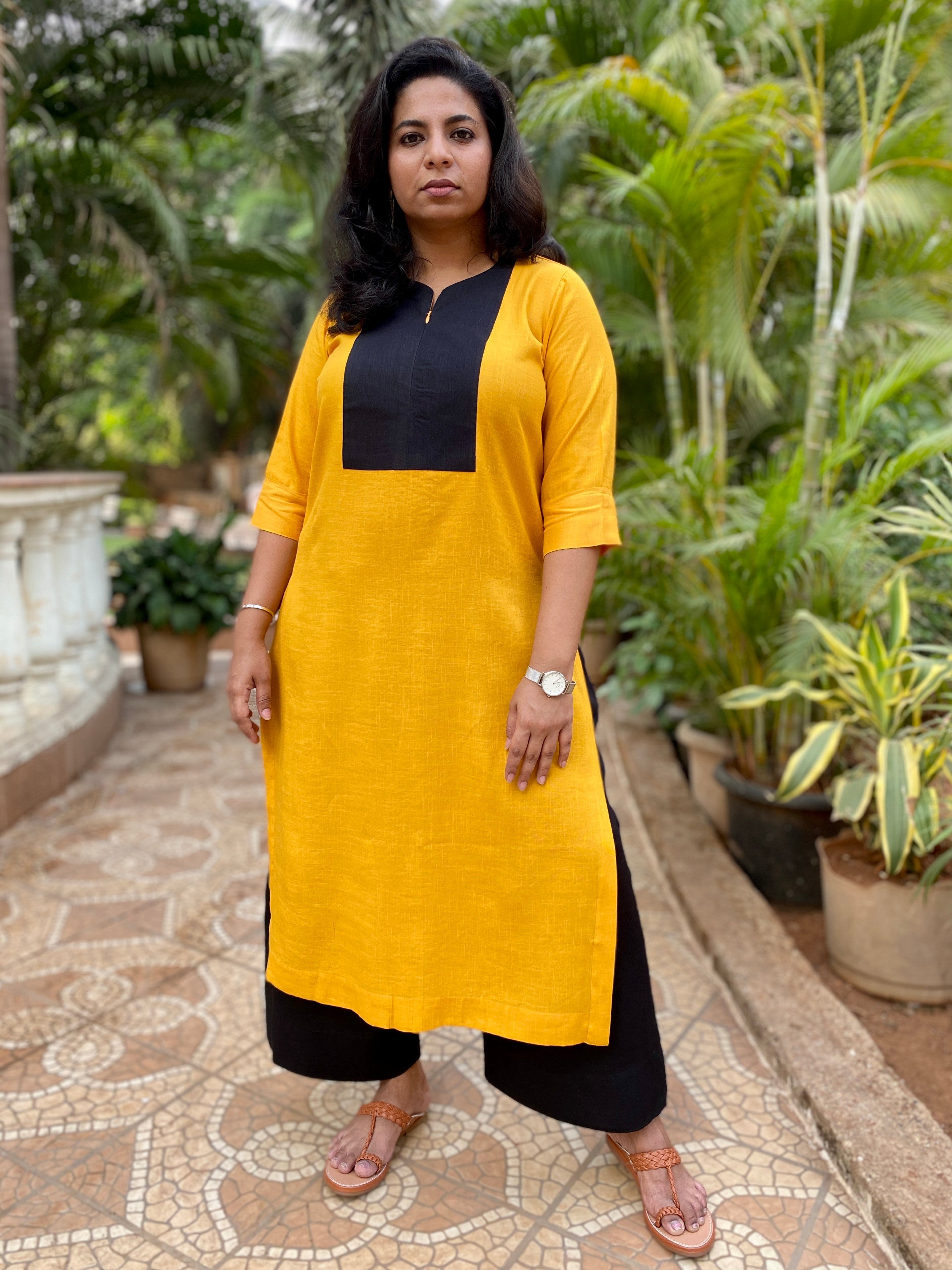 Yellow Women's Cotton Kurta Indian Pakistani Designer Simple Kurti Top  Casual NW | eBay