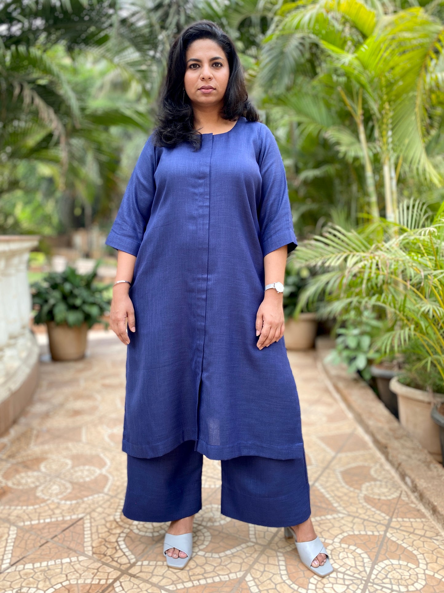 NITARA - Pashmina Cotton - NAVY - KURTA AND PANT SET