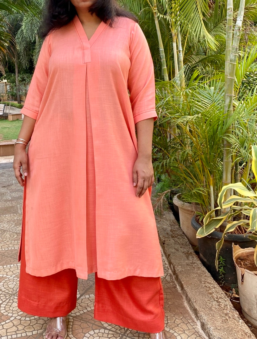 KALA - Pashmina Cotton - KURTA AND PANT SET - ORANGE