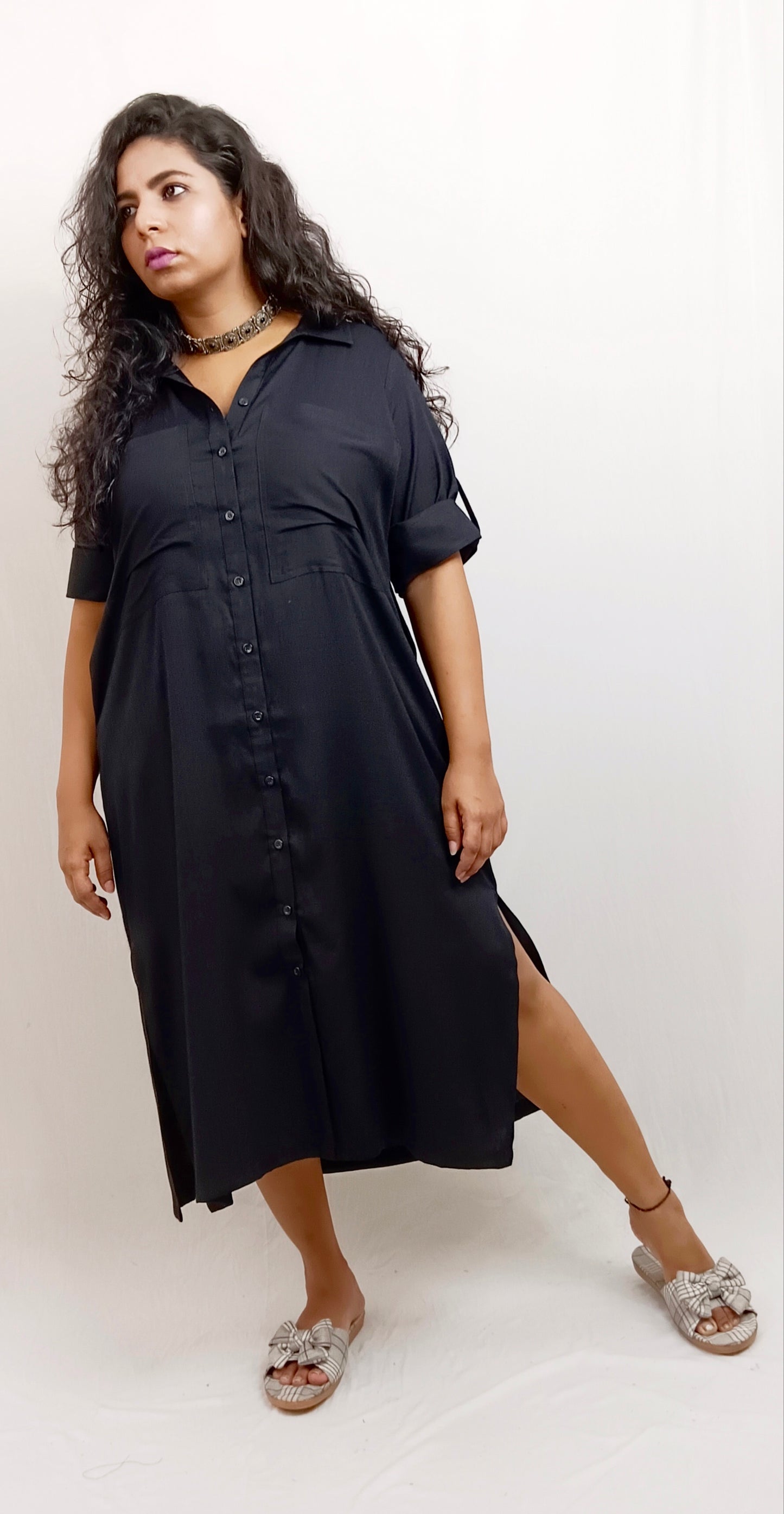 ANYA -  SHIRT DRESS -  BLACK
