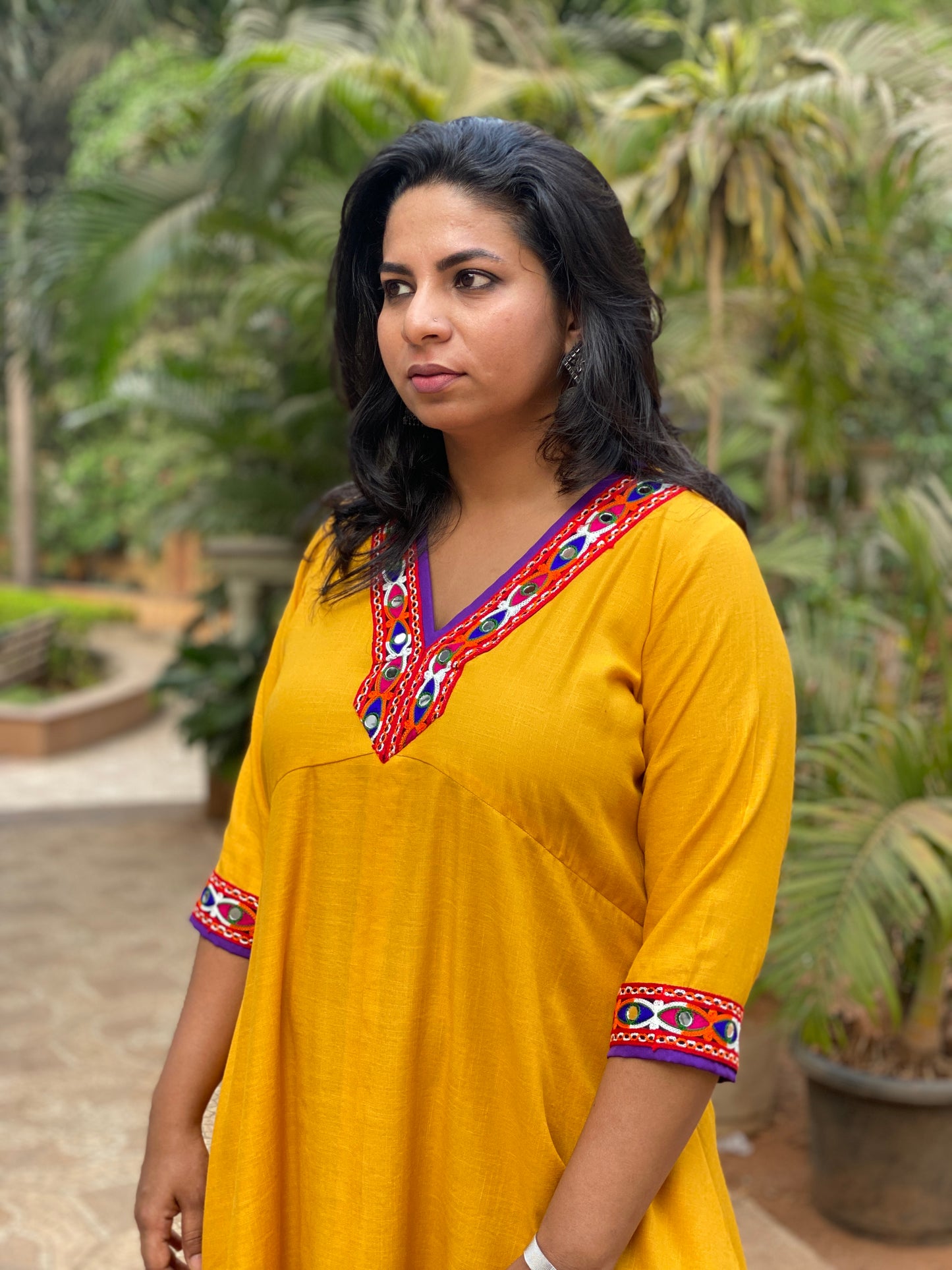 BARKHA - YELLOW MIRROR KURTA - DRESS