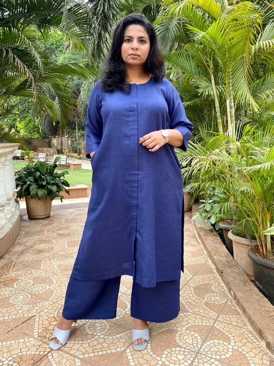 NITARA - Pashmina Cotton - NAVY - KURTA AND PANT SET