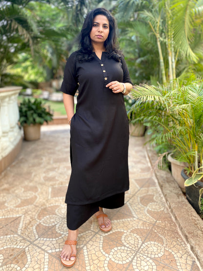 AMMU - KURTA AND PANT SET - BLACK