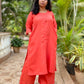 NITARA - Pashmina Cotton - ORANGE - KURTA AND PANT SET