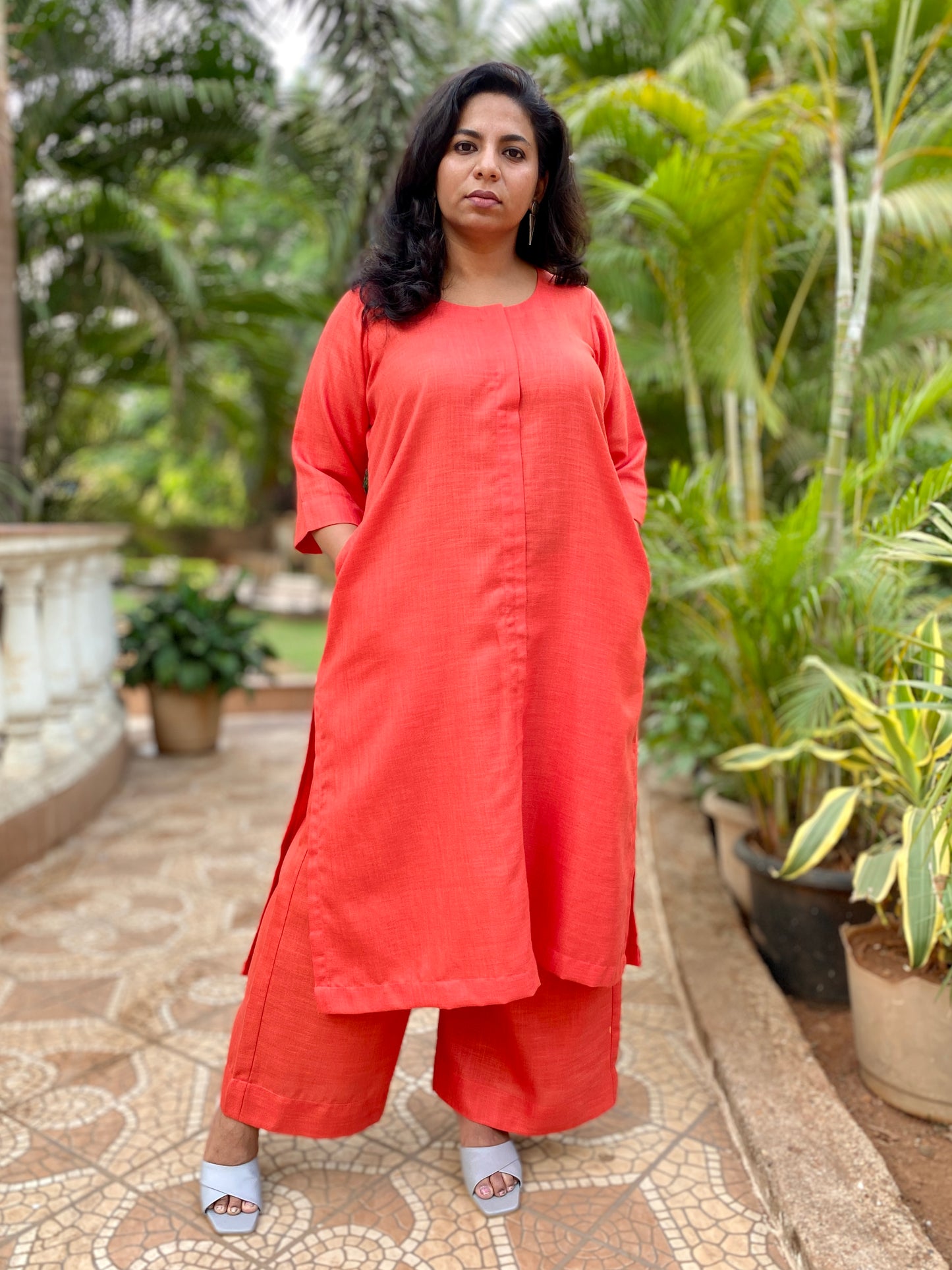 NITARA - Pashmina Cotton - ORANGE - KURTA AND PANT SET