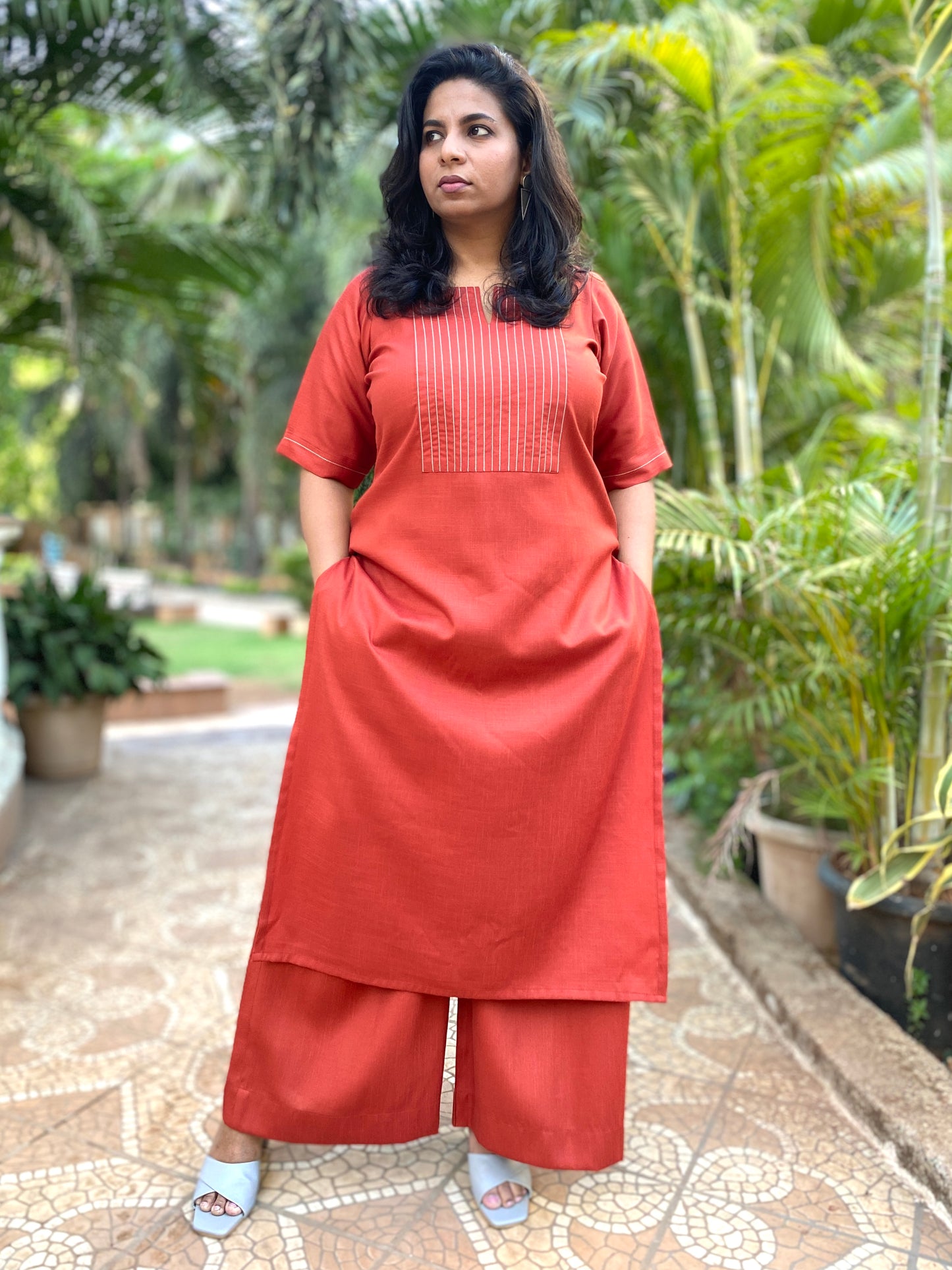 NAINA - ONLY KURTA - RUST ( Thread work )