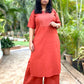 NAINA - Kurta and Pant Set - RUST ( Thread work )