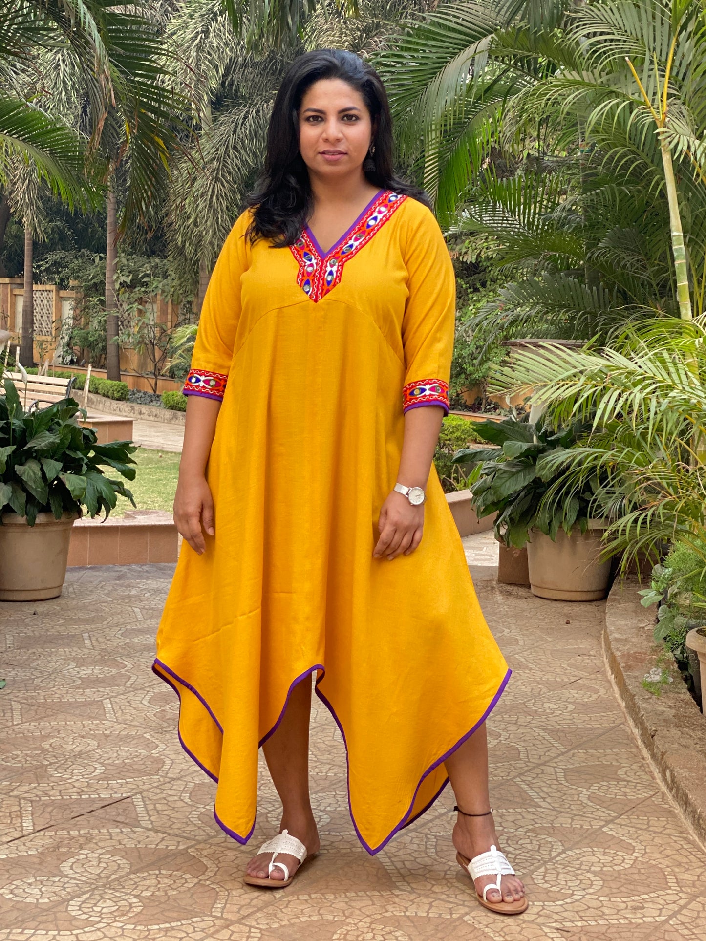 BARKHA - YELLOW MIRROR KURTA - DRESS