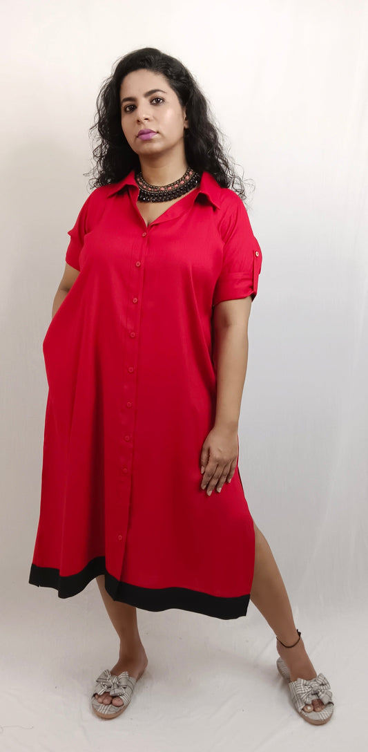 ANYA -  SHIRT DRESS - RED