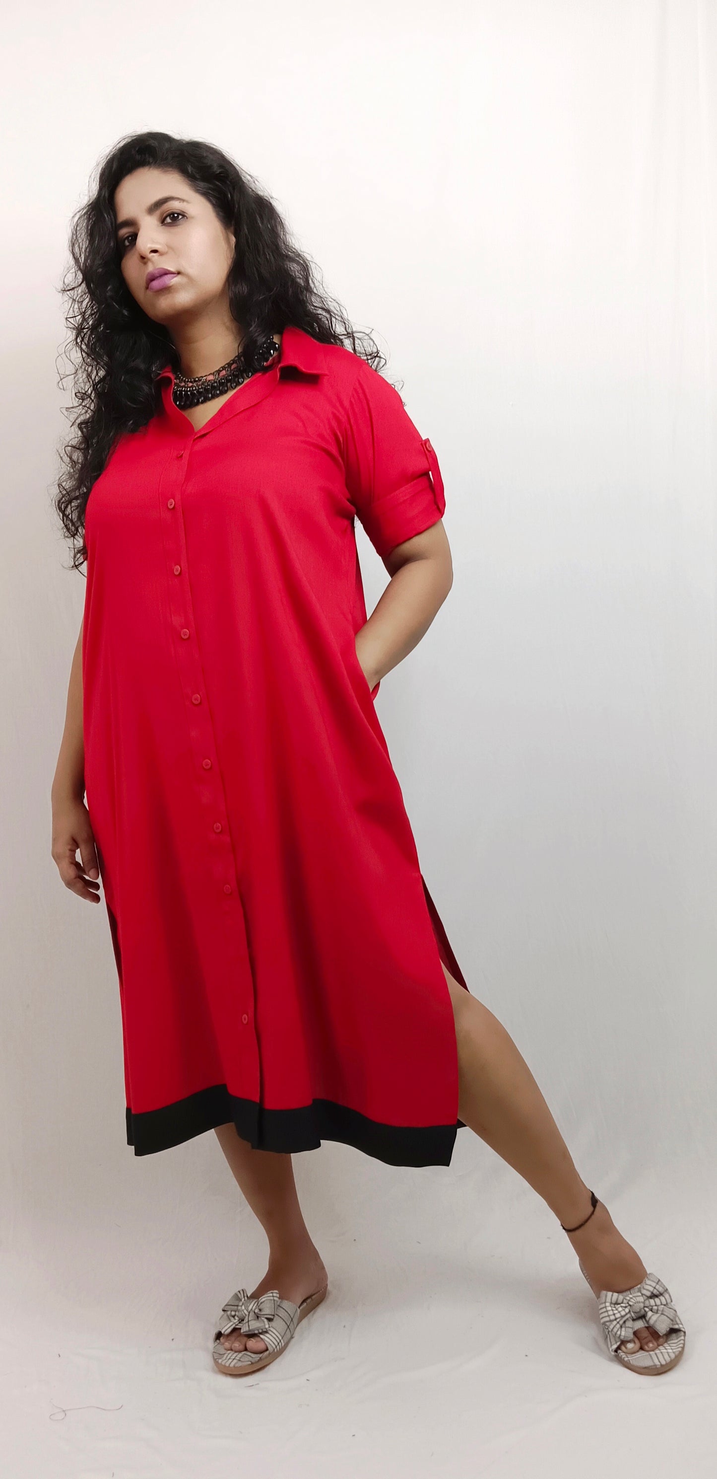 ANYA -  SHIRT DRESS - RED
